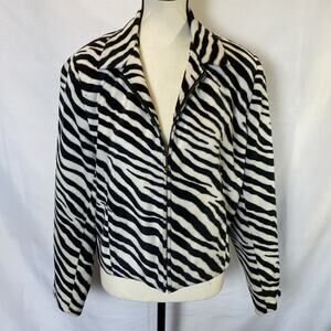 Vinci Clothiers Zebra Print Faux Fur Jacket Women’s Size 8 Vintage USA Made